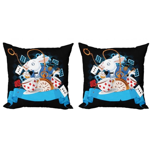 Ambesonne Cartoon Throw Pillow Cover 2 Pack, Wonderland Tale, 24", Multicolor