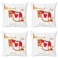 thumbnail image 1 of Ambesonne Cartoon Throw Pillow Cover 4 Pack, Bunny, 24", Yellow White Red, 1 of 2