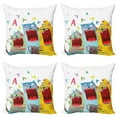 thumbnail image 1 of Ambesonne Cartoon Throw Pillow Cover 4 Pack, Cats and Rat, 20", Multicolor, 1 of 2
