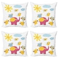 thumbnail image 1 of Ambesonne Cartoon Throw Pillow Cover 4 Pack, Colorful Birds, 18", Pale Blue Marigold Pink, 1 of 7
