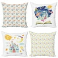 thumbnail image 1 of Ambesonne Cartoon Throw Pillow Cover 4 Pack, Colorful Happy, 18", Multicolor, 1 of 2