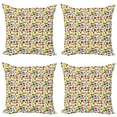 thumbnail image 1 of Ambesonne Cartoon Throw Pillow Cover 4 Pack, Colorful Motorcycles, 20", Blue Yellow, 1 of 5