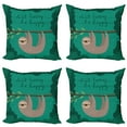 thumbnail image 1 of Ambesonne Cartoon Throw Pillow Cover 4 Pack, Do Not Hurry Be Happy Text, 16", Multicolor, 1 of 5