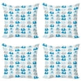 thumbnail image 1 of Ambesonne Cartoon Throw Pillow Cover 4 Pack, Elephants with Motifs, 18", Grey Blue, 1 of 6