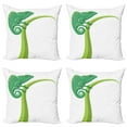 thumbnail image 1 of Ambesonne Cartoon Throw Pillow Cover 4 Pack, Exotic Grumpy Lizard, 24", Green White, 1 of 7
