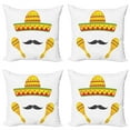 thumbnail image 1 of Ambesonne Cartoon Throw Pillow Cover 4 Pack, Famous Mexican, 16", Yellow, 1 of 5