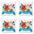 thumbnail image 1 of Ambesonne Cartoon Throw Pillow Cover 4 Pack, Fantasy World Cards Clocks, 18", Multicolor, 1 of 6