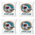 thumbnail image 1 of Ambesonne Cartoon Throw Pillow Cover 4 Pack, Feed Me Words Shark, 16", Multicolor, 1 of 7