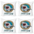 thumbnail image 1 of Ambesonne Cartoon Throw Pillow Cover 4 Pack, Feed Me Words Shark, 24", Multicolor, 1 of 5