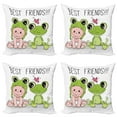thumbnail image 1 of Ambesonne Cartoon Throw Pillow Cover 4 Pack, Frog Love Friends, 18", White Cream Green, 1 of 6