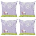 thumbnail image 1 of Ambesonne Cartoon Throw Pillow Cover 4 Pack, Girl Riding Bike Windy, 16", Apple Green Lavender, 1 of 7