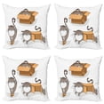 thumbnail image 1 of Ambesonne Cartoon Throw Pillow Cover 4 Pack, Kitten Cat in the Box, 20", Sand Brown Warm Taupe, 1 of 6