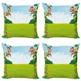 thumbnail image 1 of Ambesonne Cartoon Throw Pillow Cover 4 Pack, Monkeys on Vines, 24", Pale Blue Brown Green, 1 of 6