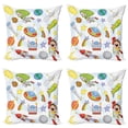 thumbnail image 1 of Ambesonne Cartoon Throw Pillow Cover 4 Pack, Outer Space Earth, 16", Multicolor, 1 of 5