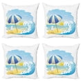 thumbnail image 1 of Ambesonne Cartoon Throw Pillow Cover 4 Pack, Seagull at Beach, 18", Multicolor, 1 of 7