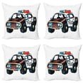 thumbnail image 1 of Ambesonne Cartoon Throw Pillow Cover 4 Pack, Sketchy Police Car, 24", Red Yellow and Blue, 1 of 6