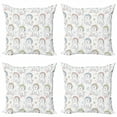 thumbnail image 1 of Ambesonne Cartoon Throw Pillow Cover 4 Pack, Sleeping Colorful Cat, 20", Pale Yellow Pale Blue, 1 of 2