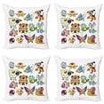 thumbnail image 1 of Ambesonne Cartoon Throw Pillow Cover 4 Pack, Theme Animals, 24", Multicolor, 1 of 7