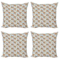 thumbnail image 1 of Ambesonne Cartoon Throw Pillow Cover 4 Pack, Tigers and Leafy Branches, 20", Dark Orange Multicolor, 1 of 2