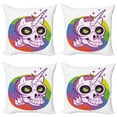 thumbnail image 1 of Ambesonne Cartoon Throw Pillow Cover 4 Pack, Unicorn Design, 16", Multicolor, 1 of 6