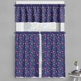 thumbnail image 1 of Ambesonne Cartoon Valance & Curtain, Smiling Face Flowers Hearts, 55"x36", Dark Blue Yellow Pink, 1 of 6