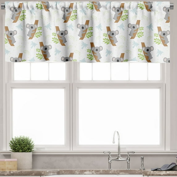 Ambesonne Cartoon Valance Pack of 2, Funny Koala, 54"X12", Grey and Pale Brown