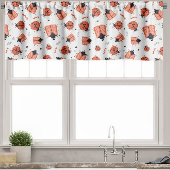 Ambesonne Cartoon Valance Pack of 2, Funny Little Creatures Art, 54"X18", Burnt Sienna and Dark Blue