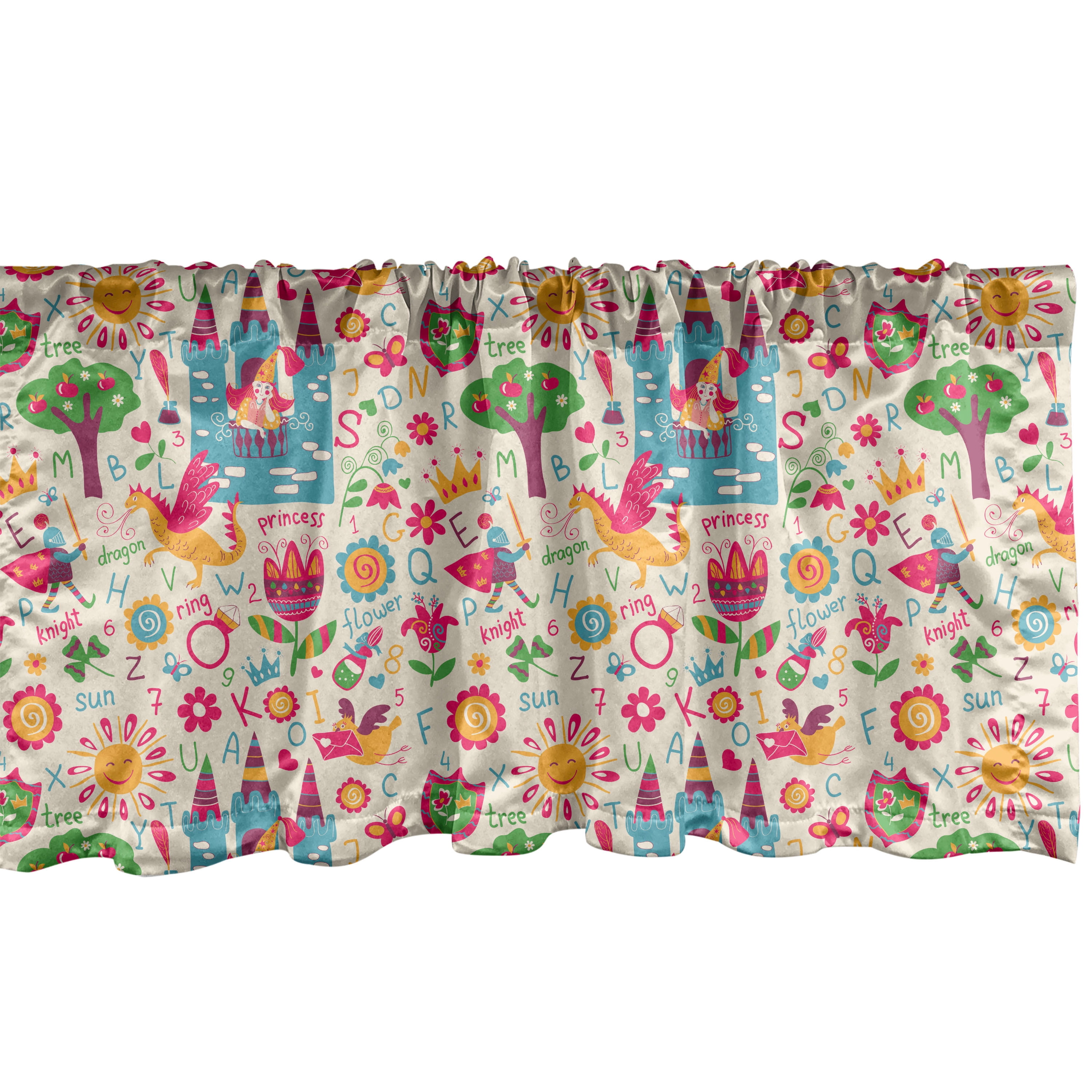 Multicolor Valance Ambesonne Cartoon Valance Pack of 2, Tale Themed Fantasy, 42