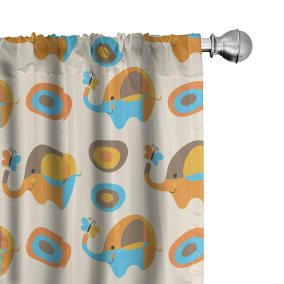 Ambesonne Cartoon Wall Curtains, Butterfly, Pair of 28"x63", Orange Taupe Blue