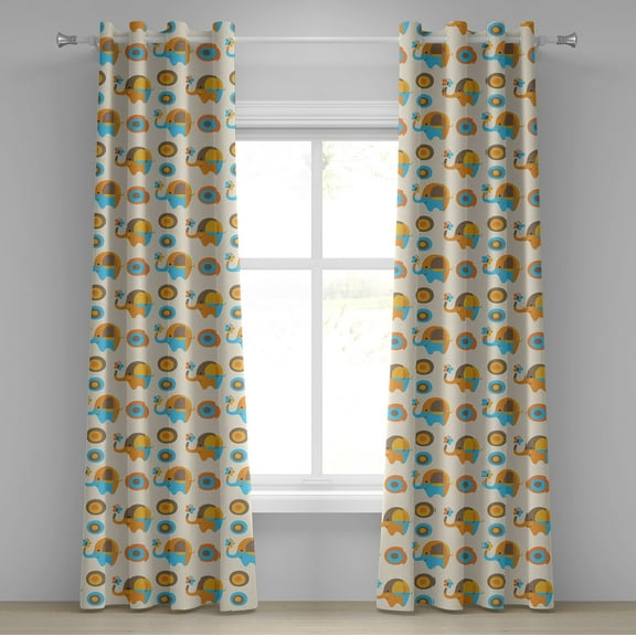 Ambesonne Cartoon Wall Grommet Curtain, Butterfly, 50" x 84", Orange Taupe Blue