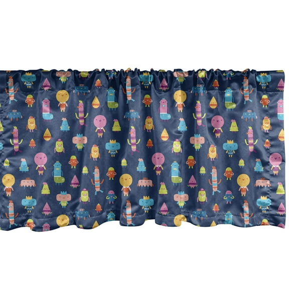 Ambesonne Cartoon Window Valance, Abstract Style Shower, 42" x 12", Multicolor