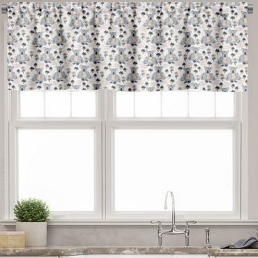 Ambesonne Cartoon Window Valance, Animal Print Illustration, 54" X 18", Peach Grey