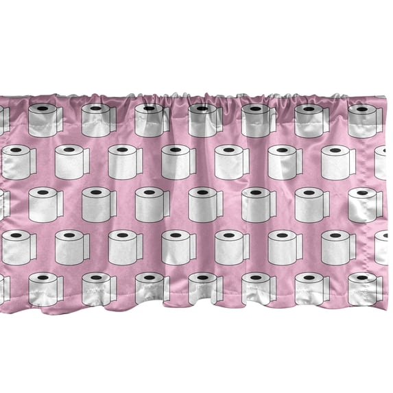 Ambesonne Cartoon Window Valance, Cartoon Pink Toned Art, 54" X 18", Pale Pink White
