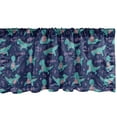 thumbnail image 1 of Ambesonne Cartoon Window Valance, Dinosaur Doing Yoga Poses, 54" X 12", Indigo Turquoise and Rose, 1 of 3