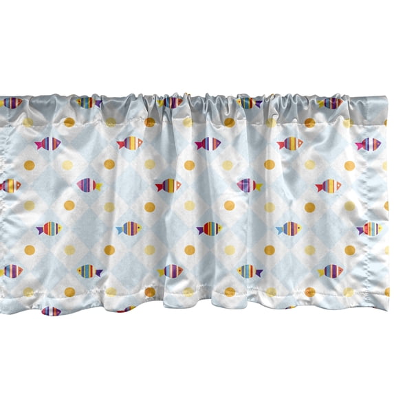 Ambesonne Cartoon Window Valance, Fish Cartoon with Spots, 54" X 18", Multicolor