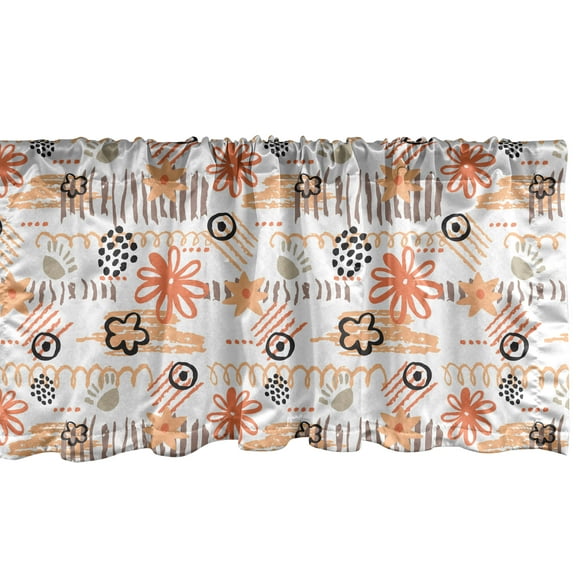 Ambesonne Cartoon Window Valance, Flowers and Stripes Clouds, 54" X 18", Multicolor