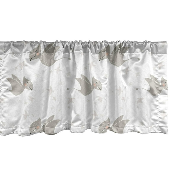 Ambesonne Cartoon Window Valance, Happy Flying Little Dinos, 54" X 18", White Pale Taupe