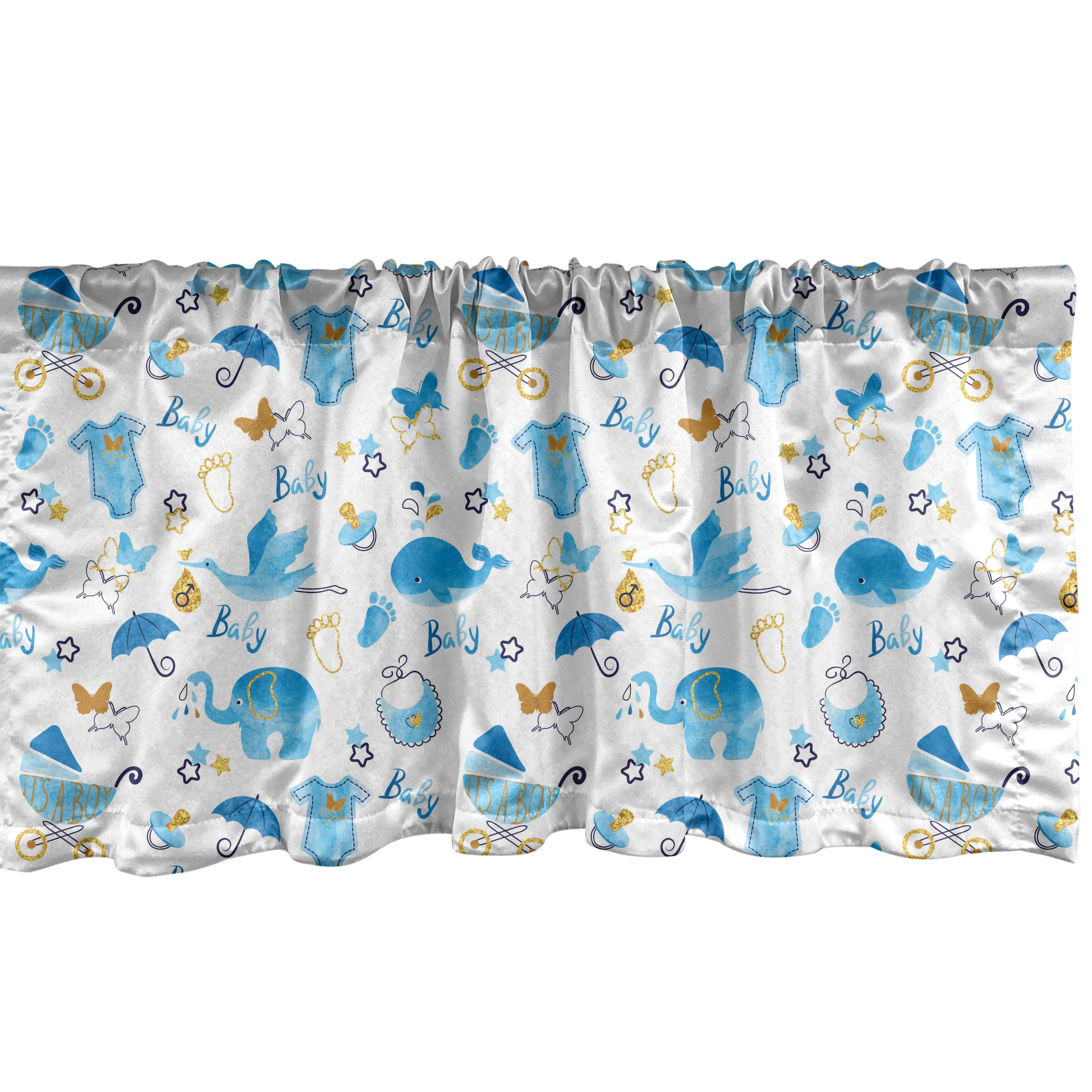 Amber Black Blue Cartoon Baby Rod Pocket Valance