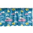 thumbnail image 1 of Ambesonne Cartoon Window Valance, Style Clouds Dots, 42" x 18", Sea Blue Pastel Yellow, 1 of 3