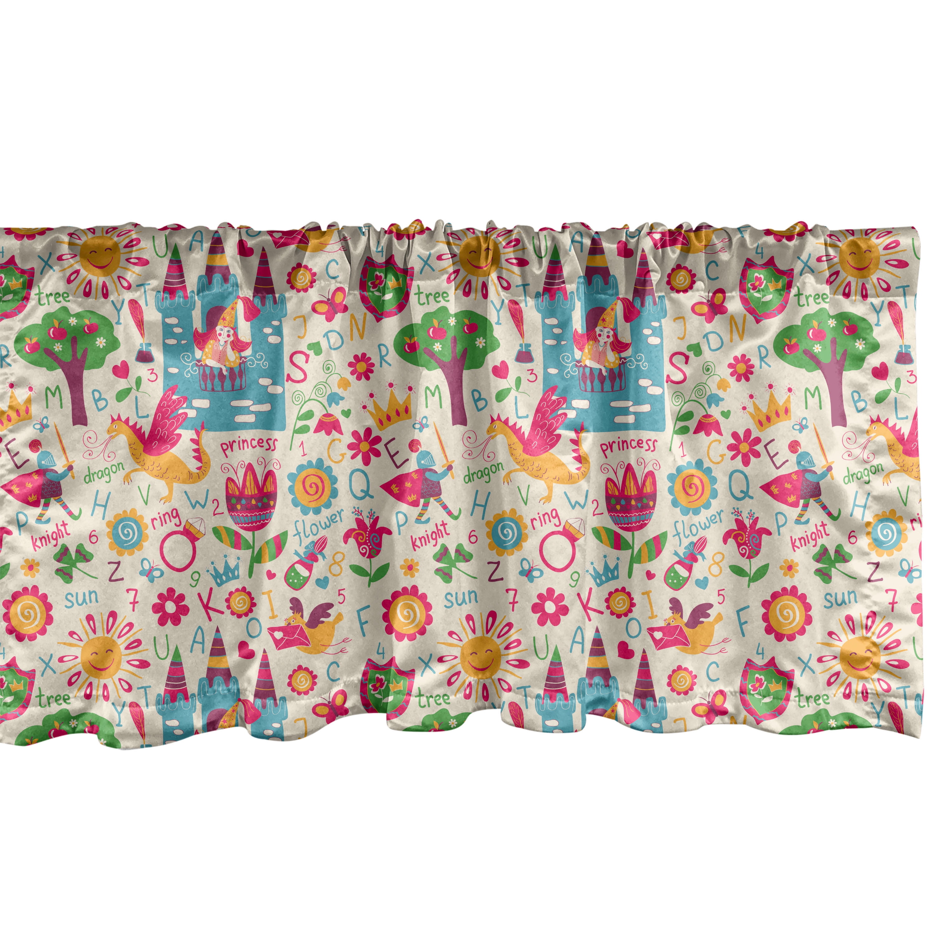 Ambesonne Cartoon Window Valance, Tale Themed Fantasy, 54