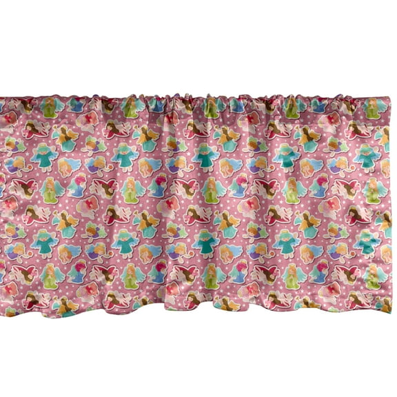 Ambesonne Cartoon Window Valance, Wings Easter Inspired Art, 54" X 18", Multicolor