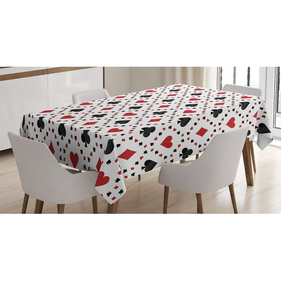 Ambesonne Casino Tablecloth Rectangular Table Cover, Tourist Poker Cards Art, 60"x84", Red Black