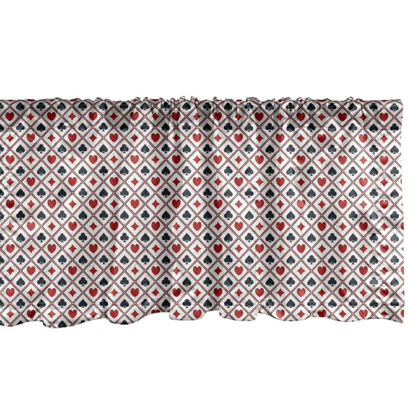 Ambesonne Casino Window Valance, Holdem Gambler Modern Art, 42" x 18", Black Red