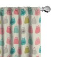 thumbnail image 1 of Ambesonne Cat Window Curtains, Happy Surprised Kittens Fish, Each 28" W x 84" L, Blush Seafoam, 1 of 4
