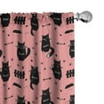 thumbnail image 1 of Ambesonne Cat Window Curtains, Kitten Silhouette Fish Paws, Each 28" W x 63" L, Pastel Pink and Charcoal Grey, 1 of 4