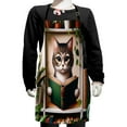 thumbnail image 1 of Ambesonne Cat Apron with Adjustable Ties, Botanical Cozy Concept Bookworm, Small, Green Paprika Beige, 1 of 1