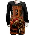 thumbnail image 1 of Ambesonne Cat Apron with Adjustable Ties, Royal Kitty in Leopard Coat, Small, Marigold Salmon, 1 of 1