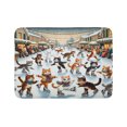 thumbnail image 1 of Ambesonne Cat Bath Mat, Cheery Kitties Ice Skating Fun, 30.2" x 20", Orange Brown Pale Blue, 1 of 3