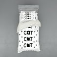 thumbnail image 1 of Ambesonne Cat Bedding Set 3 Pcs, Cat Text with Paw Prints, Twin XL, Black White, 1 of 2