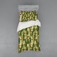 thumbnail image 1 of Ambesonne Cat Bedding Set 3 Pcs, Kitten Silhouettes Jungle, Twin, Green Dark Green Cream, 1 of 2